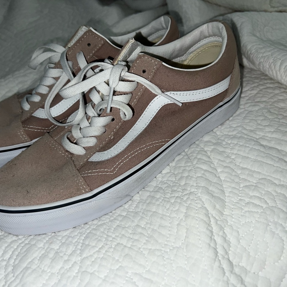 Vans Light Pink (Nude) and White Classic Skate Sneakers